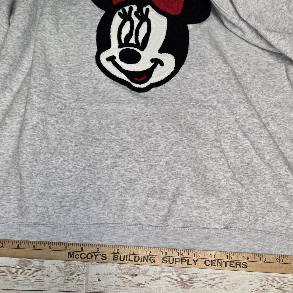 Disney Minnie Mouse Hoodie XXL Gray Embroidered Applique EUC - Picture 12 of 13
